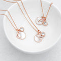 Rose Gold Initial Necklace with Mother of Pearl and Crystal