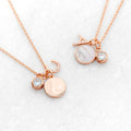Rose Gold Initial Necklace with Mother of Pearl and Crystal
