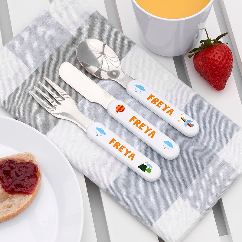 Personalised Kids Adventure Cutlery Set - Metal