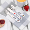 Personalised Kids Winter Penguin Cutlery Set - Metal