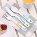 Personalised Kids Cute Dinosaur Cutlery Set - Plastic