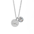 Personalised Silver Birthstone Crystal and Disc Necklace