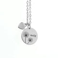 Personalised Dandelion Matte Heart & Disc Necklace