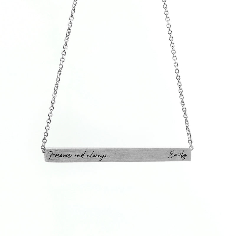 Personalised Forever and Always Horizontal Bar Necklace