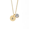 Personalised Monogram Gold Birthstone Crystal and Disc