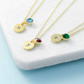 Personalised Monogram Gold Birthstone Crystal and Disc