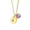 Personalised Monogram Gold Birthstone Crystal and Disc