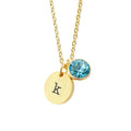 Personalised Monogram Gold Birthstone Crystal and Disc