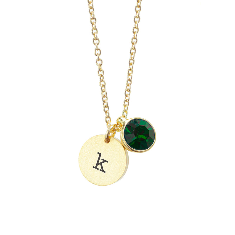 Personalised Monogram Gold Birthstone Crystal and Disc