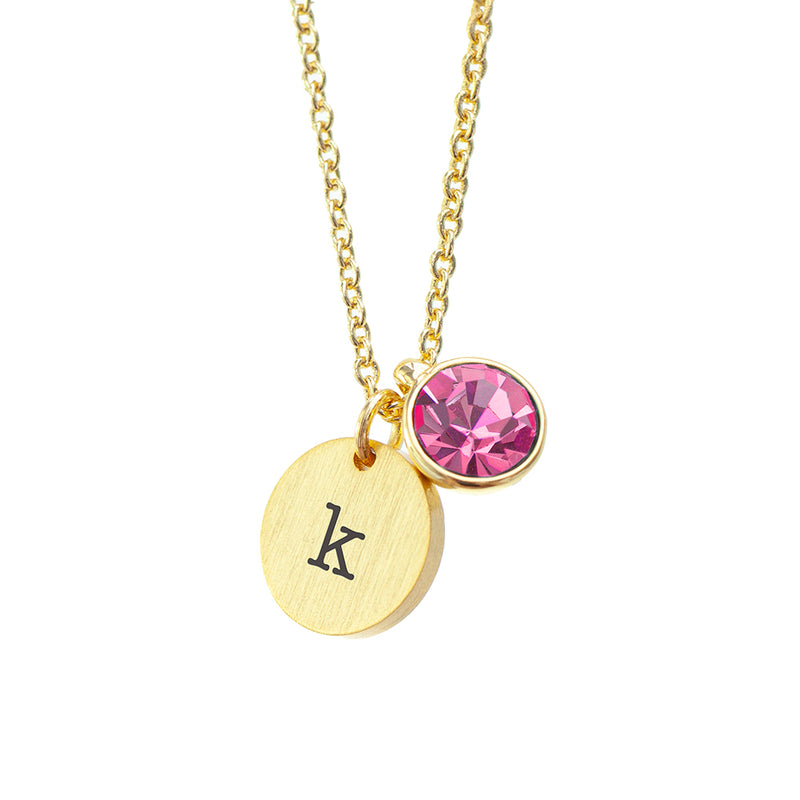 Personalised Monogram Gold Birthstone Crystal and Disc
