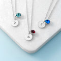 Personalised Monogram Silver Birthstone Crystal and Disc