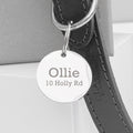 Personalised Classic Black Leather Dog Collar with Tag
