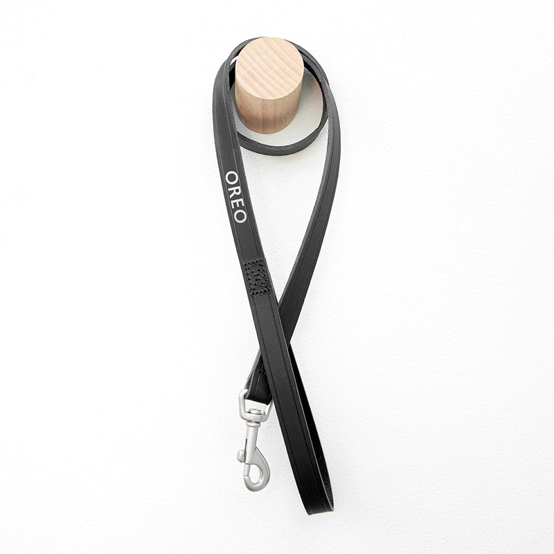 Personalised Classic Black Leather Dog Lead