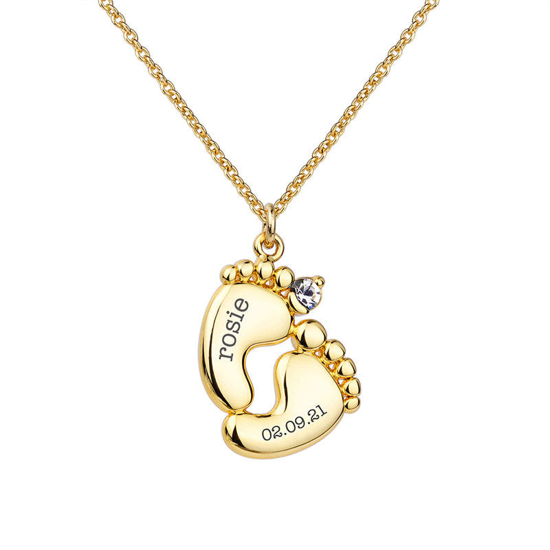 Personalised Baby Feet Plated Necklace