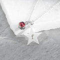 Personalised Silver Star with Birthstone Crystal Necklace