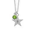 Personalised Silver Star with Birthstone Crystal Necklace