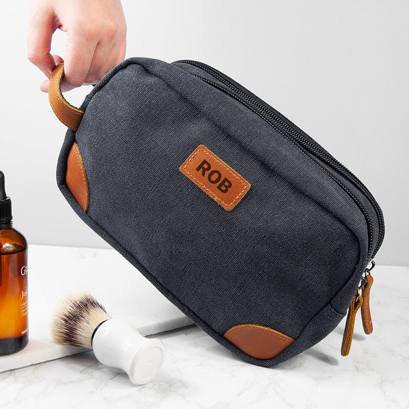 Personalised Deluxe Denim Wash Bag Grey