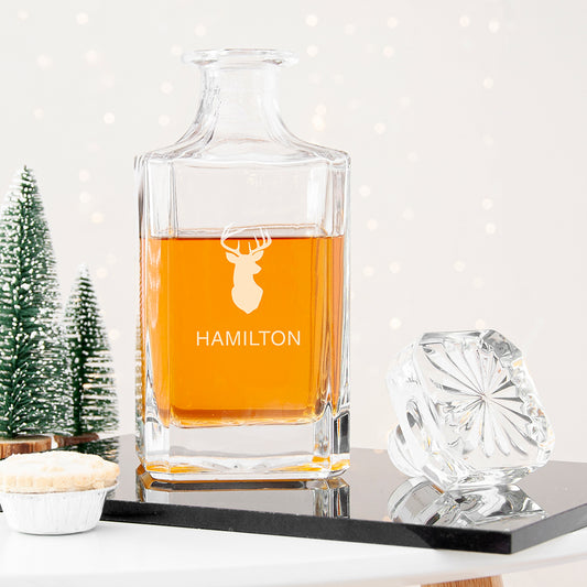 Personalised Classic Stag Square Decanter, alternate view
