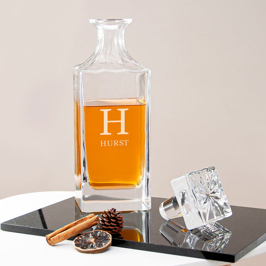 Personalised Classic Monogram Square Decanter, alternate view