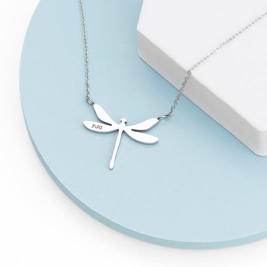 Personalised Dragonfly Silver Necklace, display view