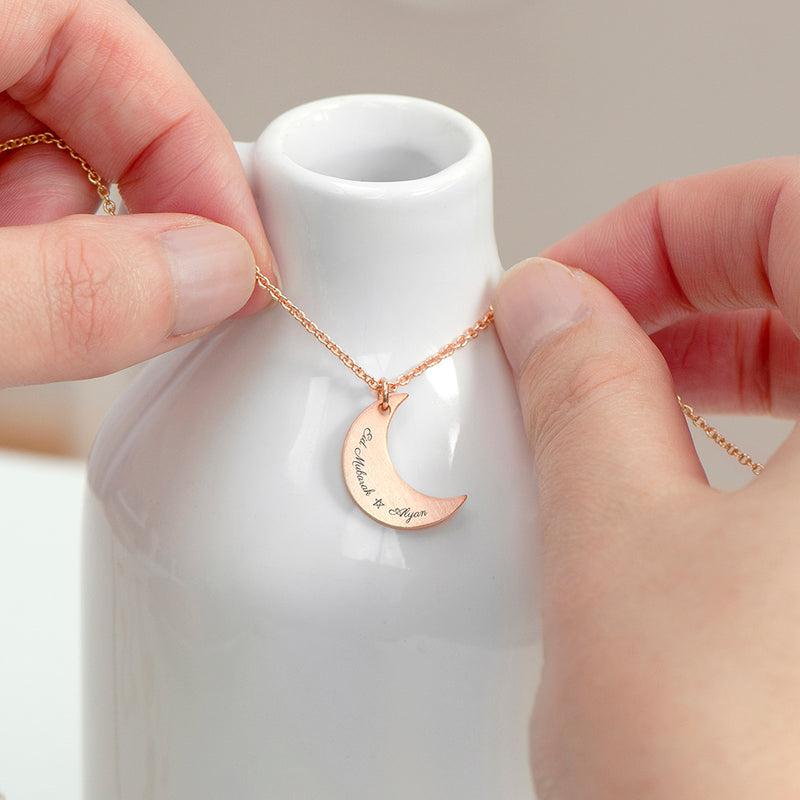 Personalised Eid Mubarak Crescent Moon Necklace