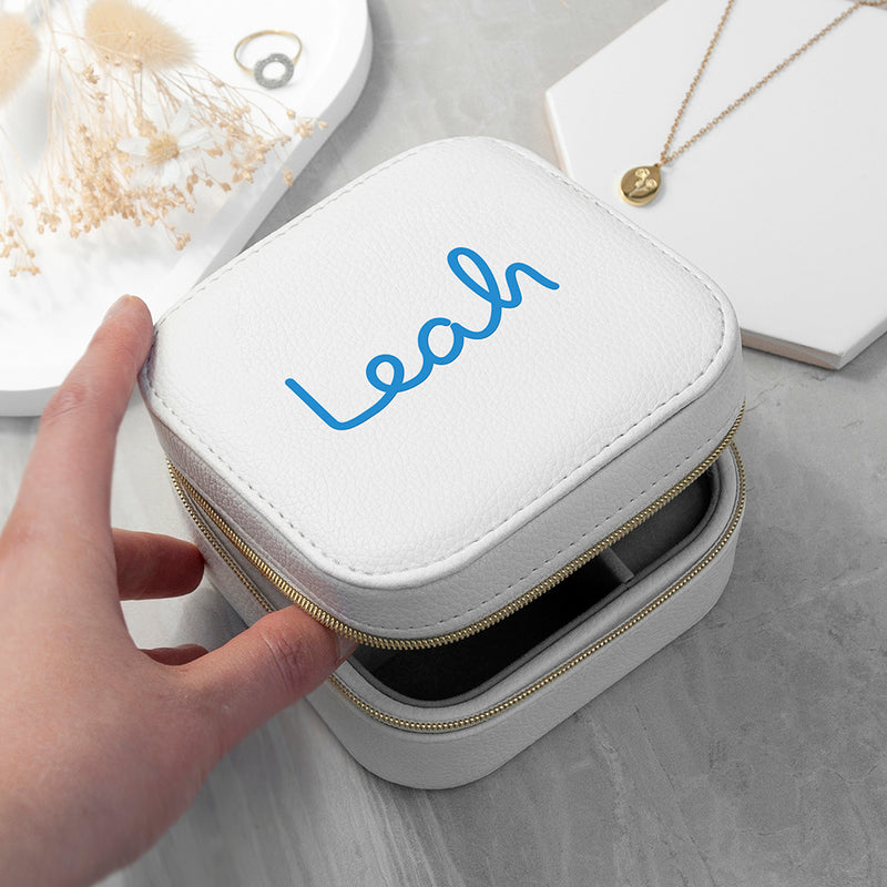 Personalised Summer Style White Jewellery Case - Blue