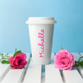 Personalised Summer Style Ceramic Travel Mug - Pink