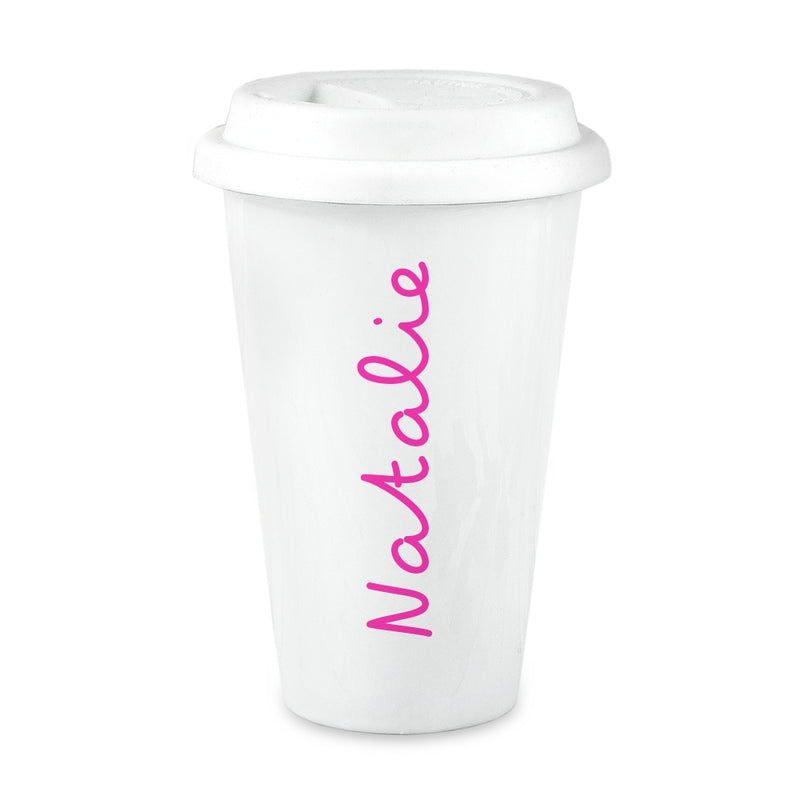 Personalised Summer Style Ceramic Travel Mug - Pink