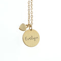 Personalised Summer Style Heart and Disc Necklace - Gold