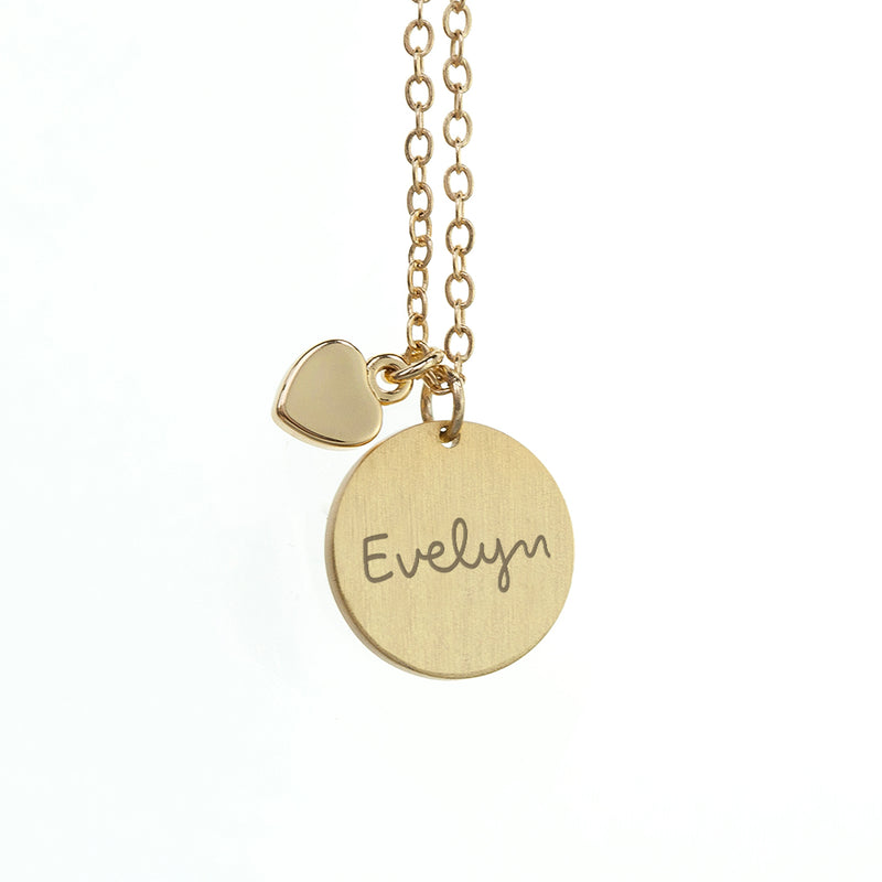 Personalised Summer Style Heart and Disc Necklace - Gold