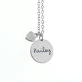 Personalised Summer Style Heart and Disc Necklace - Silver