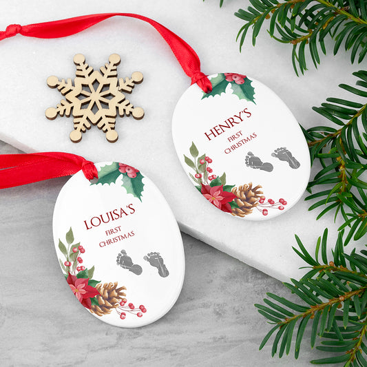 Personalised Baby's First Christmas Oval Ornament, alternate view