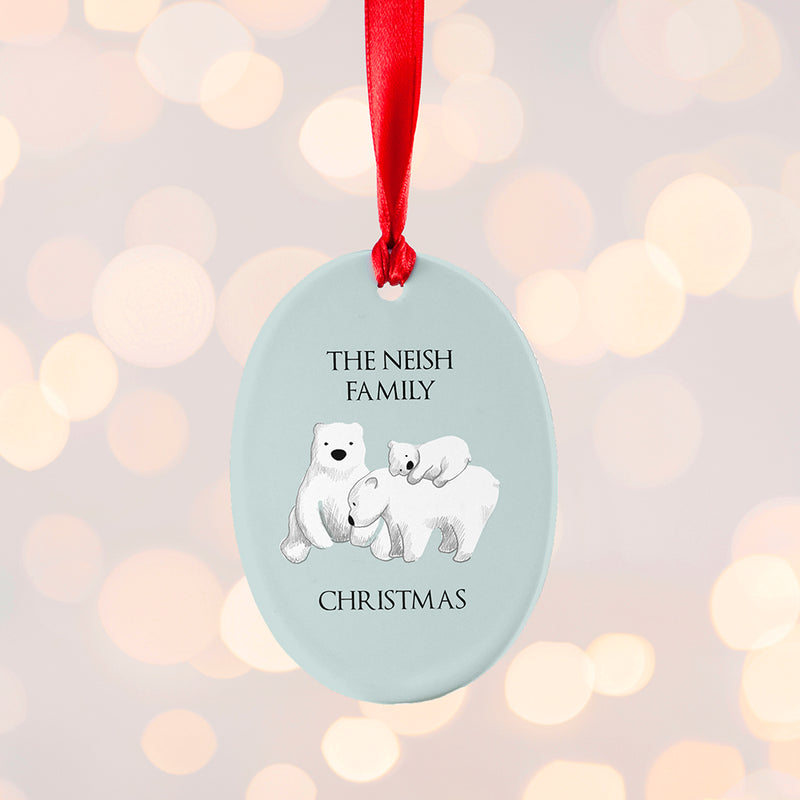 Personalised Sentimental Polar Bear Oval Ornament