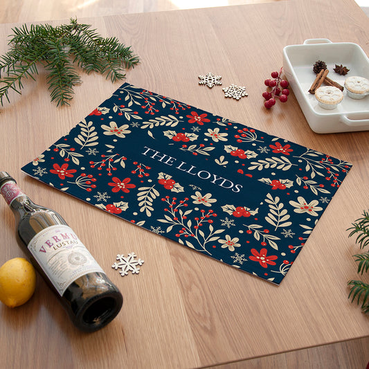 Personalised Christmas Holly Placemat, alternate view
