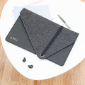 Personalised Monogrammed Black Vegan Apple Leather Laptop Sleeve - 13 inch