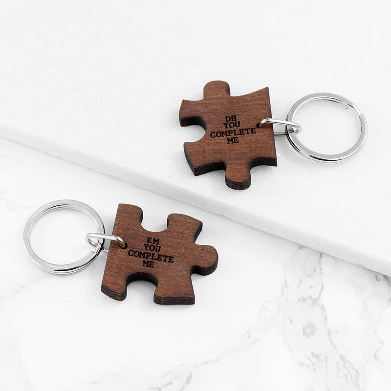 Personalised You Complete Me Romantic Jigsaw Keyring