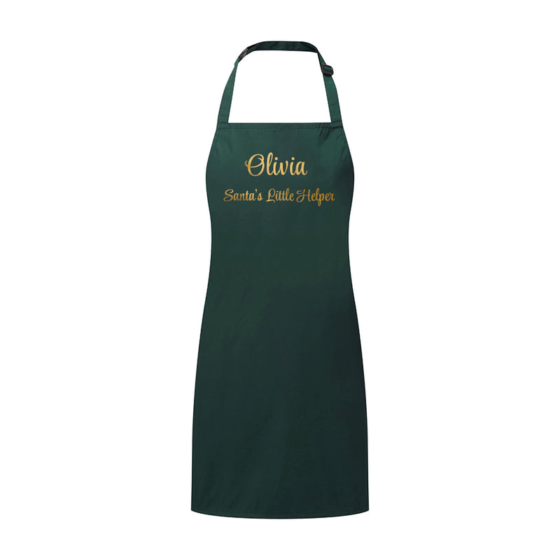 Personalised Santas Little Helper Childrens Green Waterproof Apron