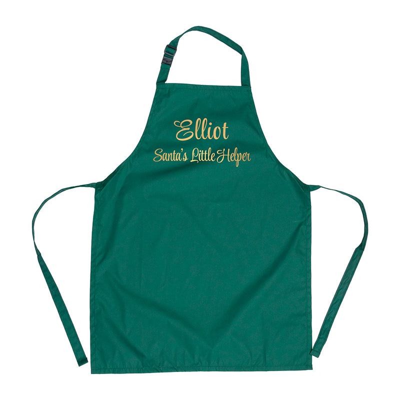 Personalised Santas Little Helper Childrens Green Waterproof Apron