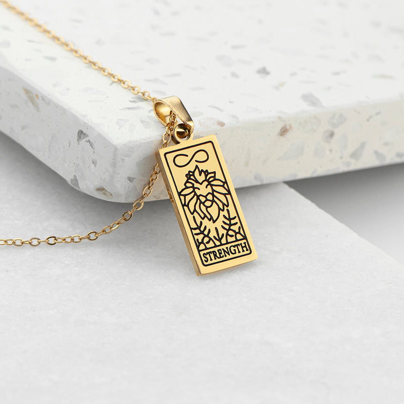 Personalised Strength Tarot Card Necklace