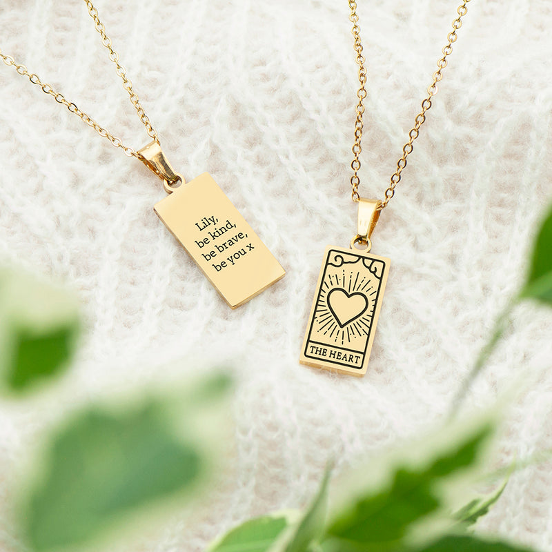 Personalised Heart Tarot Card Necklace