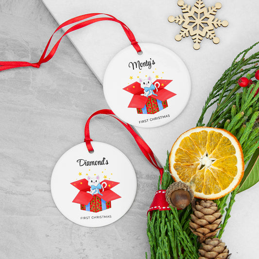 Personalised Cat's First Christmas Ornament, alternate view