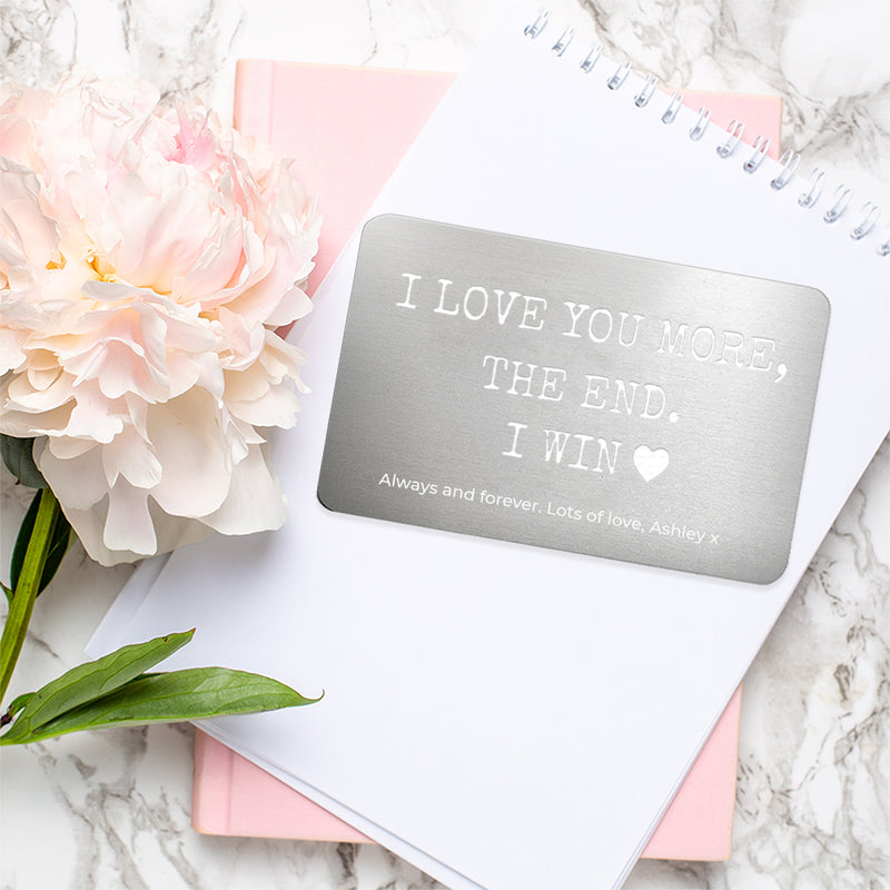 Personalised 'I love you more' Wallet Keepsake