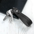 Personalised Black Leather Keyring