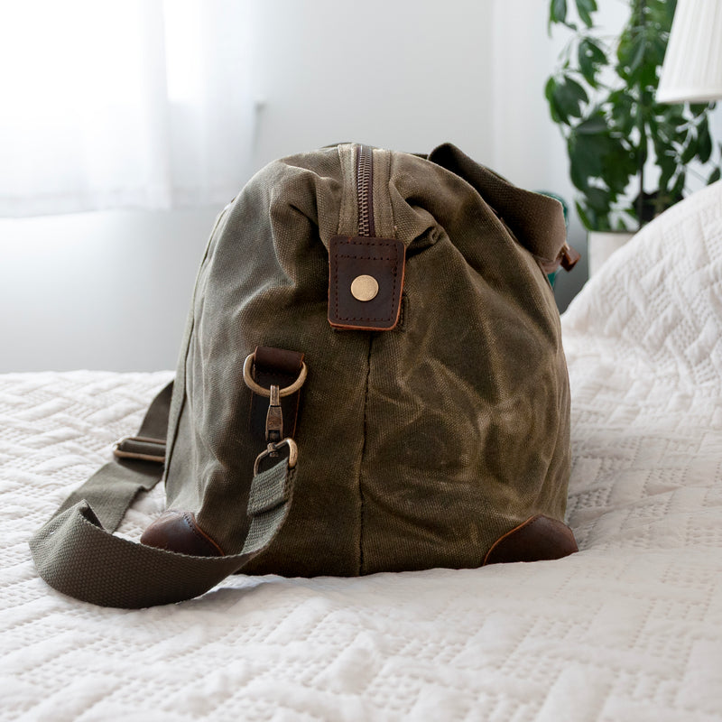 Personalised Monogrammed Luxury Waxed Canvas Holdall