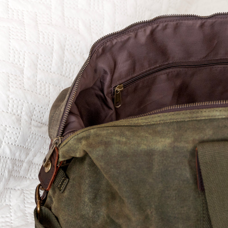 Personalised Monogrammed Luxury Waxed Canvas Holdall