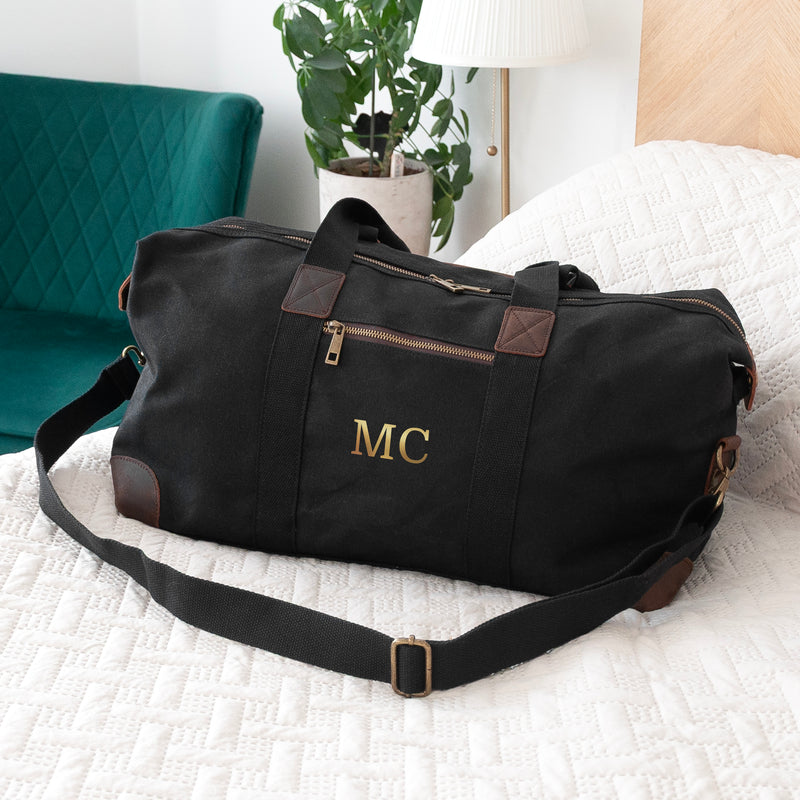 Personalised Monogrammed Luxury Waxed Canvas Holdall