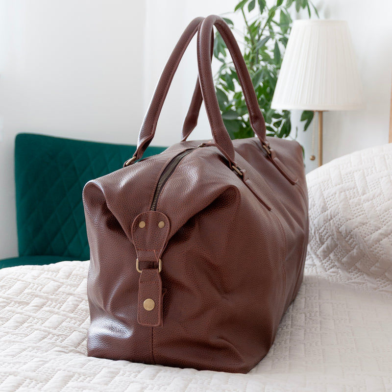 Personalised Monogrammed Vegan Leather Weekender Holdall