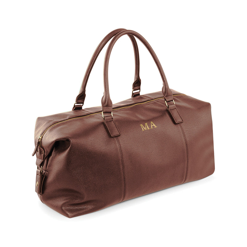 Personalised Monogrammed Vegan Leather Weekender Holdall