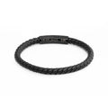 Personalised Mens Woven Black Leather Bracelet