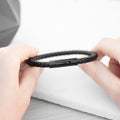 Personalised Mens Woven Black Leather Bracelet